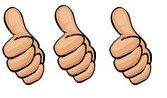 3 thumbs up, thumbs up, three thumbs up